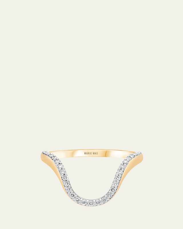 Aura 18K Yellow Gold Half Pavé Diamond Ring